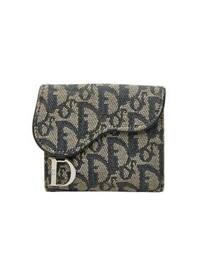 Dior | Bags | Dior Trotter Saddle Black Canvas Leather Long Wallet